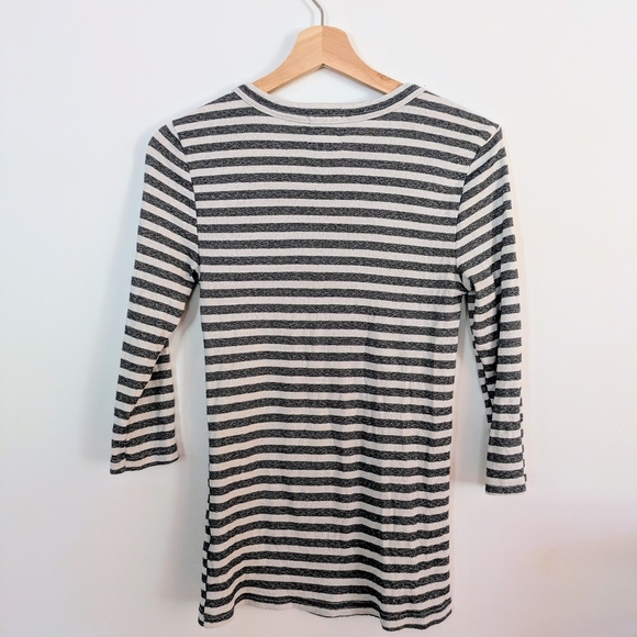 Michael Stars Metallic Black and White Fitted 3/4 Sleeve Tee Anthropologie - Picture 3 of 4